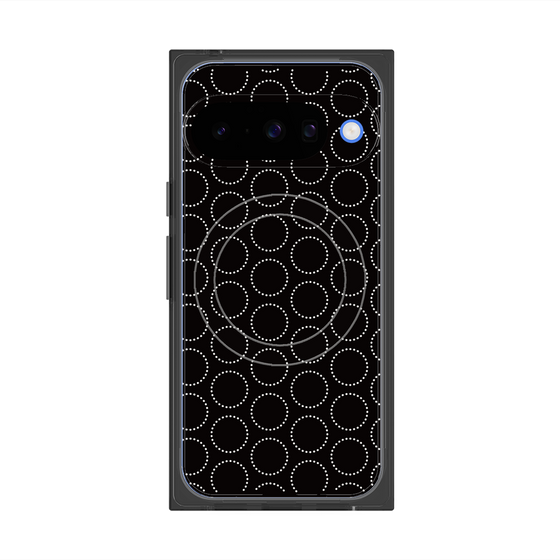 プレミアムスクエアケース with Pixelsnap［ Dot Circle - Black ］