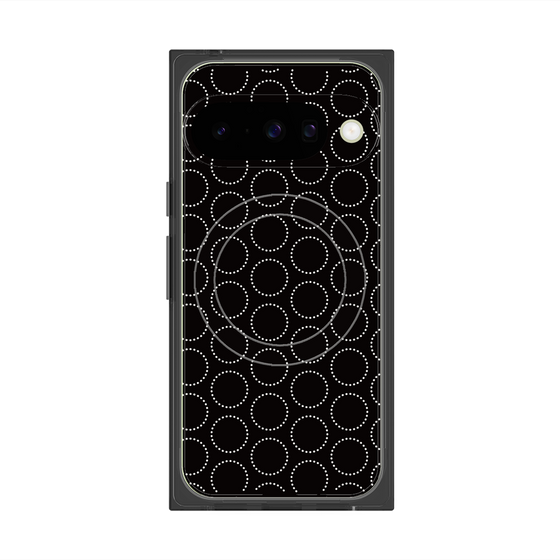 プレミアムスクエアケース with Pixelsnap［ Dot Circle - Black ］
