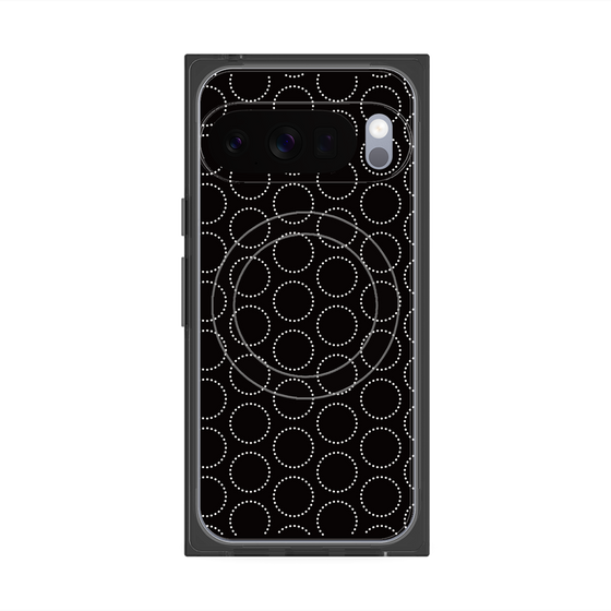 プレミアムスクエアケース with Pixelsnap［ Dot Circle - Black ］