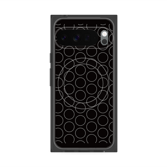 プレミアムスクエアケース with Pixelsnap［ Dot Circle - Black ］