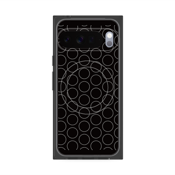 プレミアムスクエアケース with Pixelsnap［ Dot Circle - Black ］