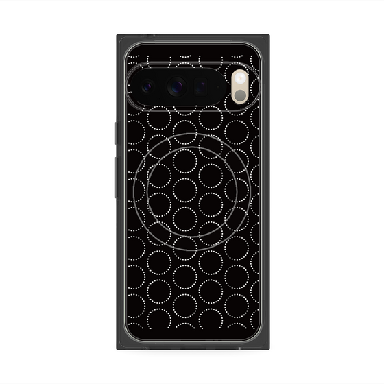 プレミアムスクエアケース with Pixelsnap［ Dot Circle - Black ］