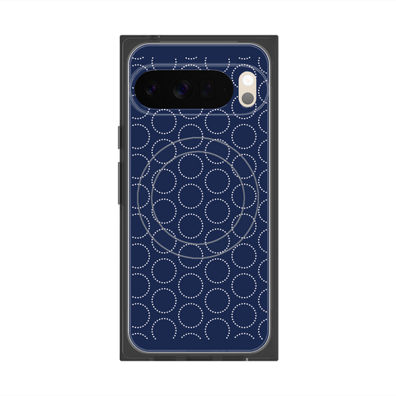 プレミアムスクエアケース with Pixelsnap［ Dot Circle - Navy ］