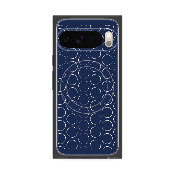 プレミアムスクエアケース with Pixelsnap［ Dot Circle - Navy ］
