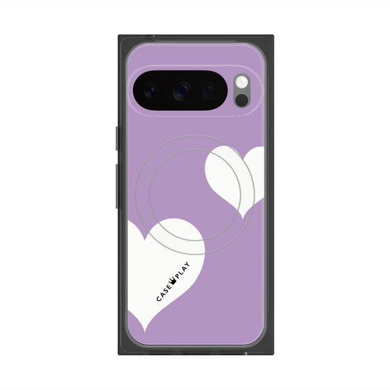 プレミアムスクエアケース with Pixelsnap［ Two Hearts - Purple ］