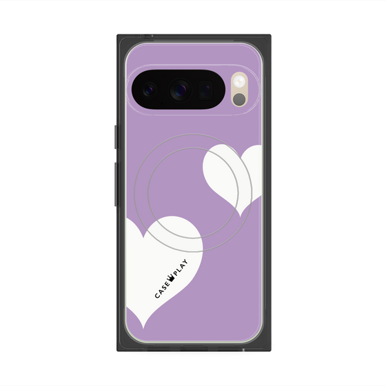 プレミアムスクエアケース with Pixelsnap［ Two Hearts - Purple ］