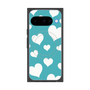 プレミアムスクエアケース with Pixelsnap［ Dot Hearts - Blue ］