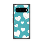 プレミアムスクエアケース with Pixelsnap［ Dot Hearts - Blue ］