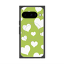 プレミアムスクエアケース with Pixelsnap［ Dot Hearts - Green ］