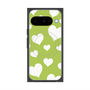 プレミアムスクエアケース with Pixelsnap［ Dot Hearts - Green ］