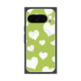 プレミアムスクエアケース with Pixelsnap［ Dot Hearts - Green ］