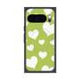 プレミアムスクエアケース with Pixelsnap［ Dot Hearts - Green ］