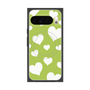 プレミアムスクエアケース with Pixelsnap［ Dot Hearts - Green ］