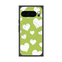 プレミアムスクエアケース with Pixelsnap［ Dot Hearts - Green ］