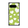 プレミアムスクエアケース with Pixelsnap［ Dot Hearts - Green ］