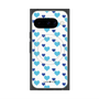 プレミアムスクエアケース with Pixelsnap［ Stripe Hearts - Blue ］