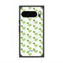 プレミアムスクエアケース with Pixelsnap［ Stripe Hearts - Green ］