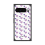 プレミアムスクエアケース with Pixelsnap［ Stripe Hearts - Purple ］