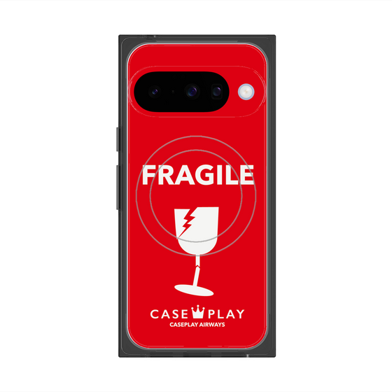 プレミアムスクエアケース with Pixelsnap［ FRAGILE - Red ］