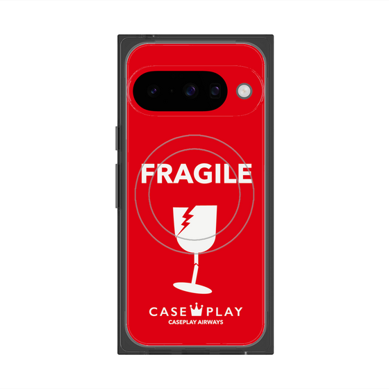 プレミアムスクエアケース with Pixelsnap［ FRAGILE - Red ］