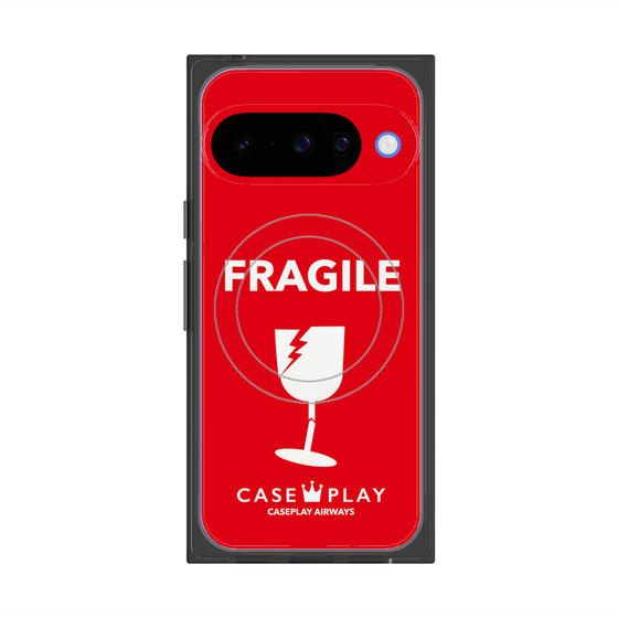 プレミアムスクエアケース with Pixelsnap［ FRAGILE - Red ］