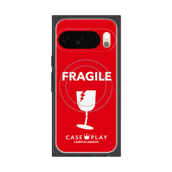 プレミアムスクエアケース with Pixelsnap［ FRAGILE - Red ］