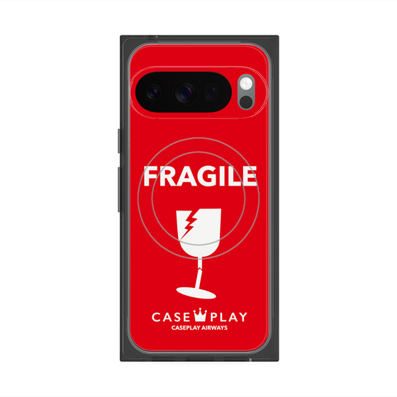 プレミアムスクエアケース with Pixelsnap［ FRAGILE - Red ］
