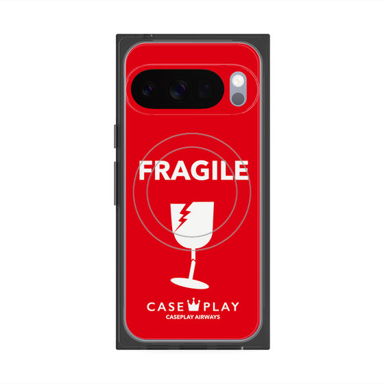 プレミアムスクエアケース with Pixelsnap［ FRAGILE - Red ］