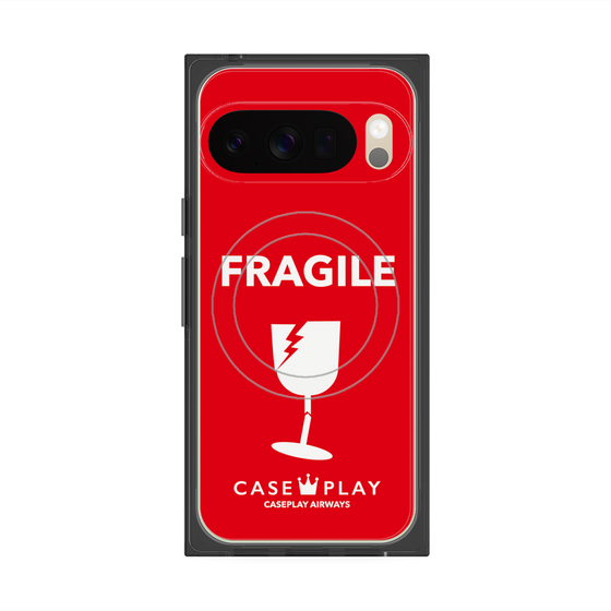 プレミアムスクエアケース with Pixelsnap［ FRAGILE - Red ］