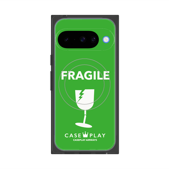 プレミアムスクエアケース with Pixelsnap［ FRAGILE - Green ］