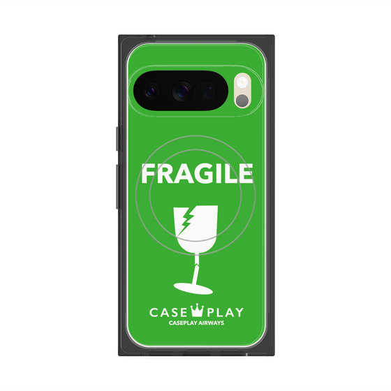 プレミアムスクエアケース with Pixelsnap［ FRAGILE - Green ］
