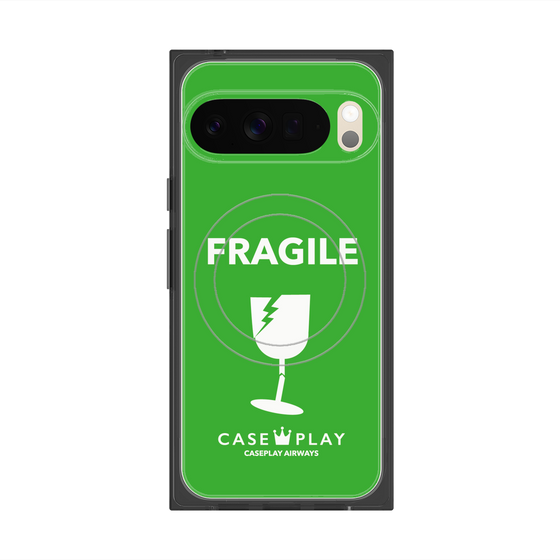 プレミアムスクエアケース with Pixelsnap［ FRAGILE - Green ］