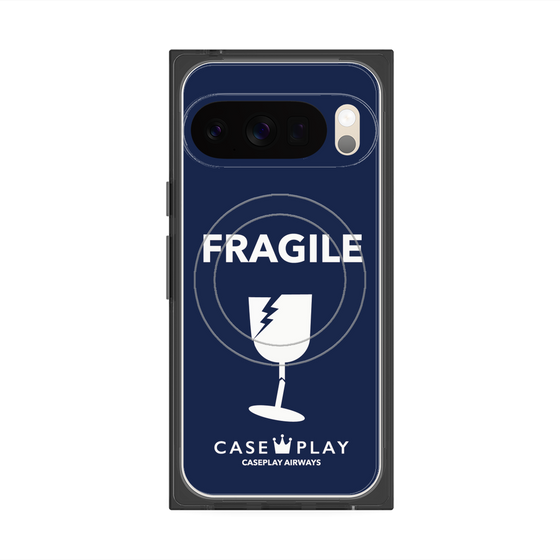 プレミアムスクエアケース with Pixelsnap［ FRAGILE - Navy ］