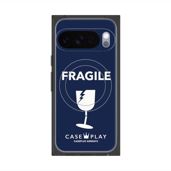 プレミアムスクエアケース with Pixelsnap［ FRAGILE - Navy ］