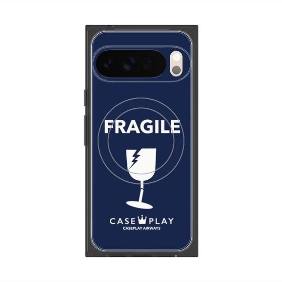 プレミアムスクエアケース with Pixelsnap［ FRAGILE - Navy ］