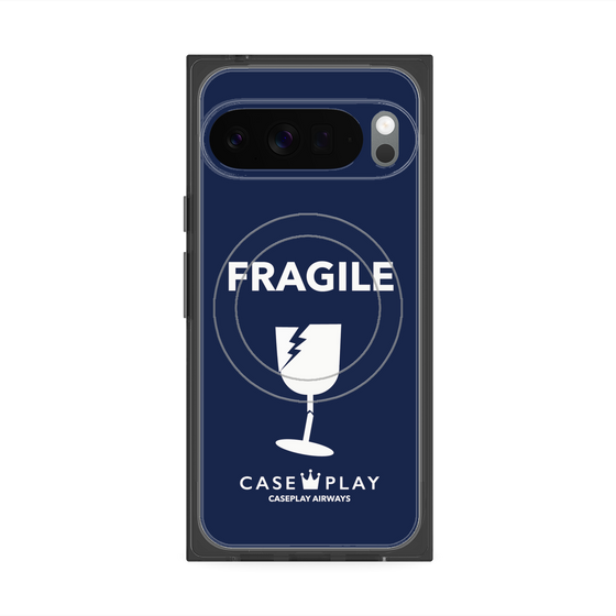 プレミアムスクエアケース with Pixelsnap［ FRAGILE - Navy ］