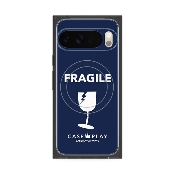 プレミアムスクエアケース with Pixelsnap［ FRAGILE - Navy ］