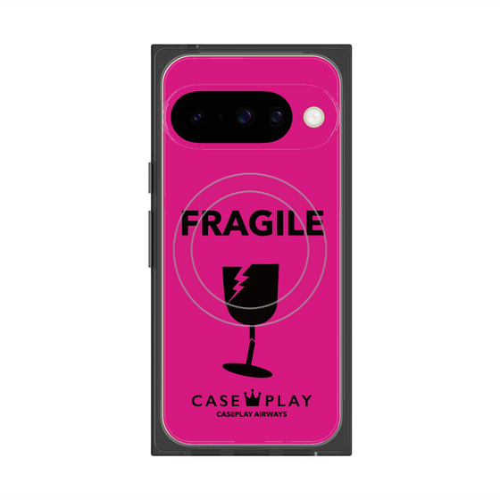 プレミアムスクエアケース with Pixelsnap［ FRAGILE - Pink ］
