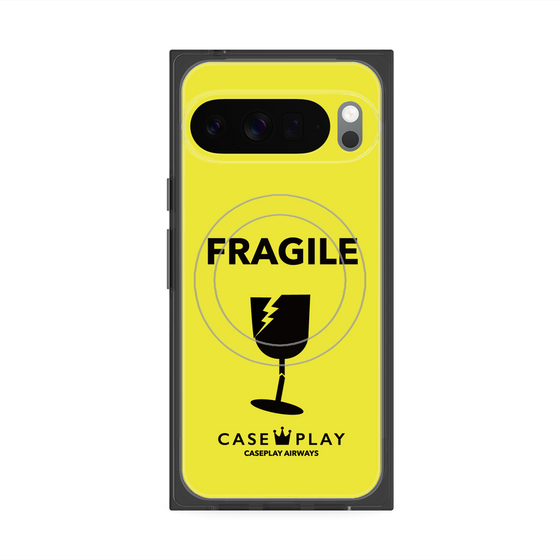 プレミアムスクエアケース with Pixelsnap［ FRAGILE - Yellow ］