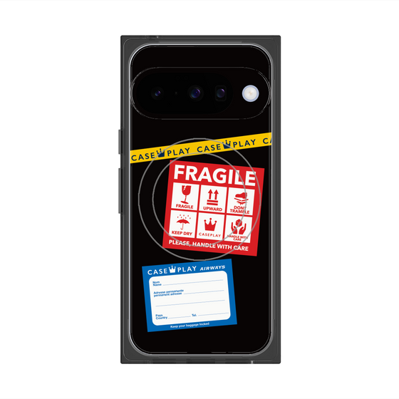 プレミアムスクエアケース with Pixelsnap［ FRAGILE Stickers - Black ］