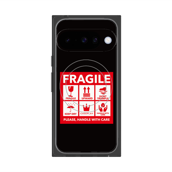 プレミアムスクエアケース with Pixelsnap［ FRAGILE Sticker - Black ］