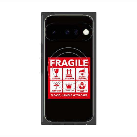プレミアムスクエアケース with Pixelsnap［ FRAGILE Sticker - Black ］