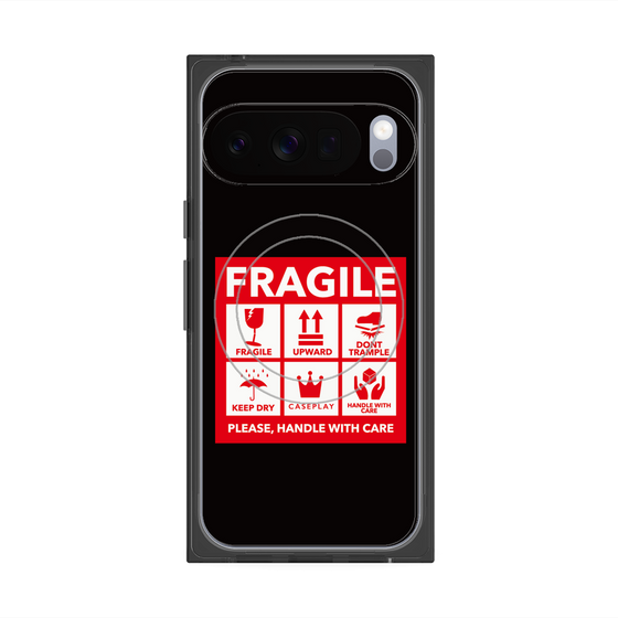 プレミアムスクエアケース with Pixelsnap［ FRAGILE Sticker - Black ］