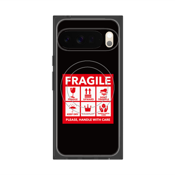 プレミアムスクエアケース with Pixelsnap［ FRAGILE Sticker - Black ］