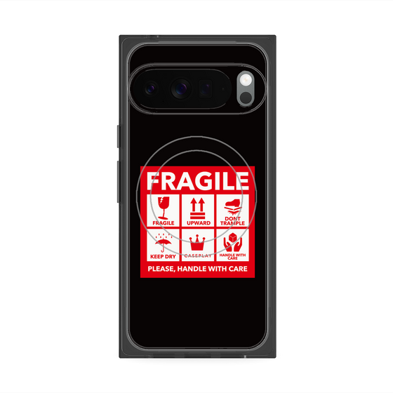 プレミアムスクエアケース with Pixelsnap［ FRAGILE Sticker - Black ］