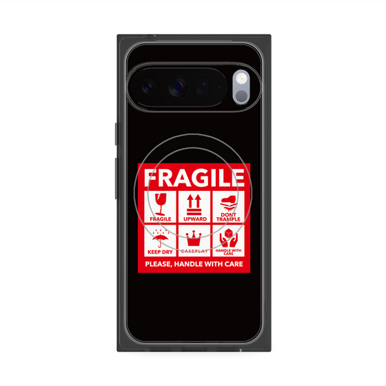 プレミアムスクエアケース with Pixelsnap［ FRAGILE Sticker - Black ］
