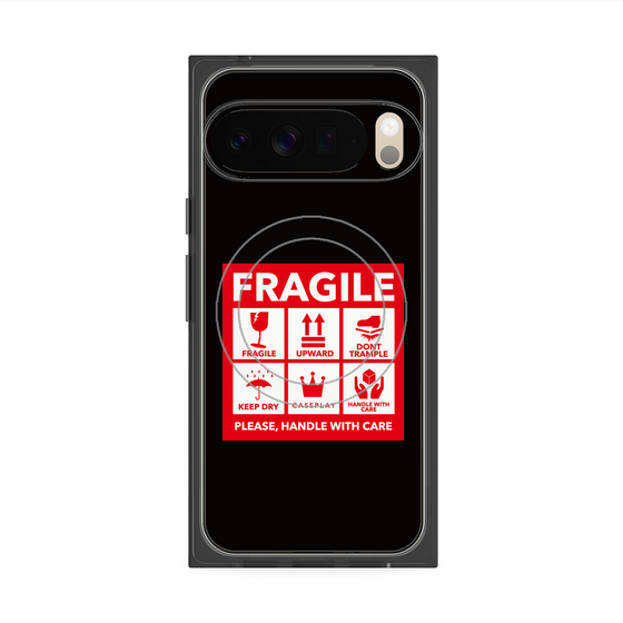プレミアムスクエアケース with Pixelsnap［ FRAGILE Sticker - Black ］