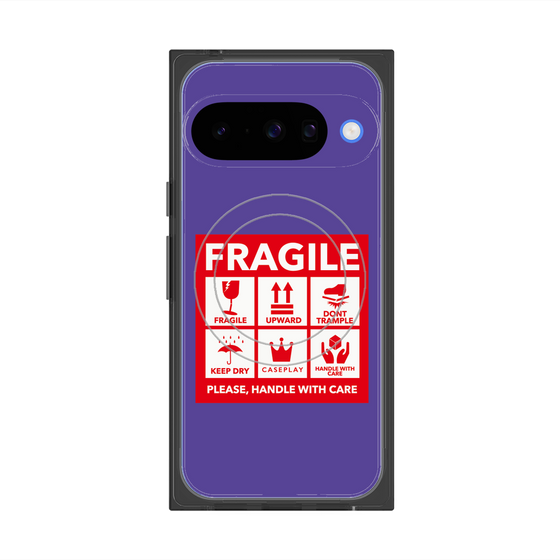 プレミアムスクエアケース with Pixelsnap［ FRAGILE Sticker - Purple ］