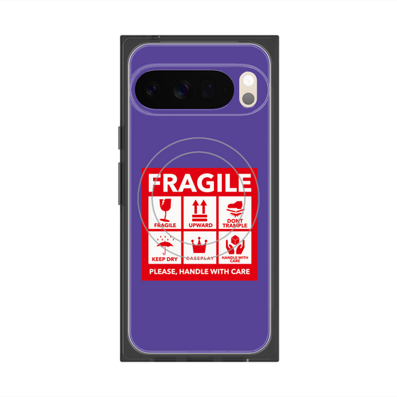 プレミアムスクエアケース with Pixelsnap［ FRAGILE Sticker - Purple ］