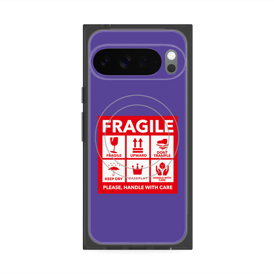 プレミアムスクエアケース with Pixelsnap［ FRAGILE Sticker - Purple ］